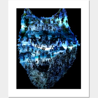 Native American Indian Wolf Symbols Forest Camping Tree Posters and Art
